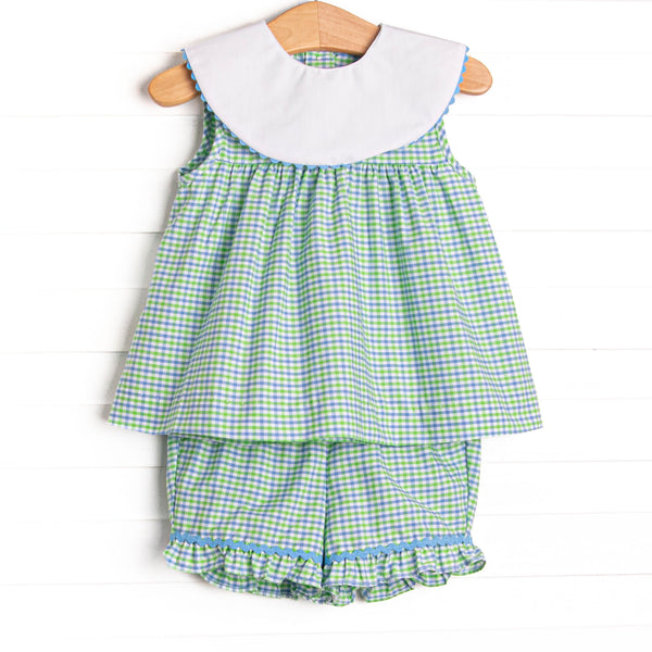 Perfectly Plaid Ruffle Short Set, Green