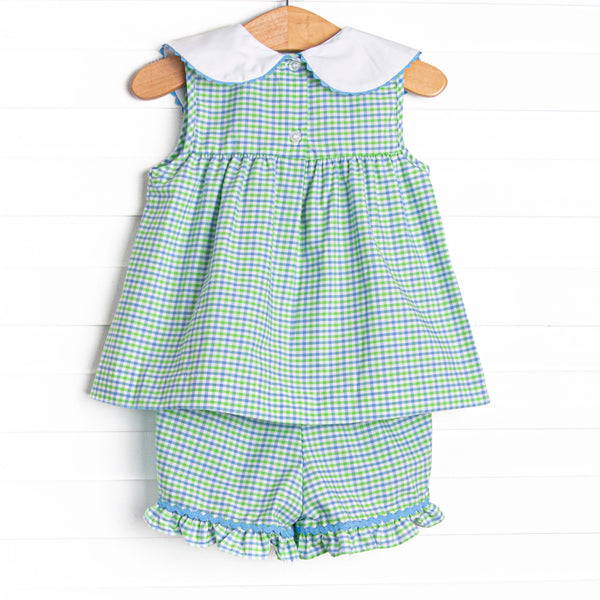 Perfectly Plaid Ruffle Short Set, Green