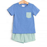 Perfectly Plaid Pocket Short Set, Green