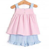 Styled in Stripes Ruffle Short Set, Pink