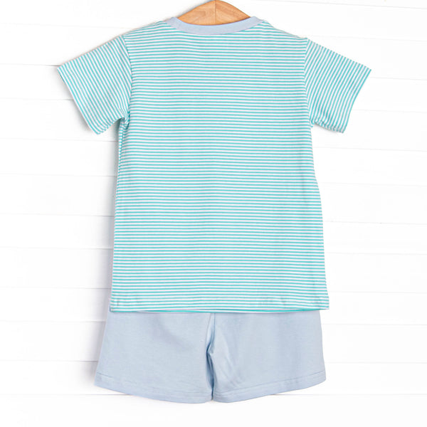 Whirlybird Winds Smocked Short Set, Mint