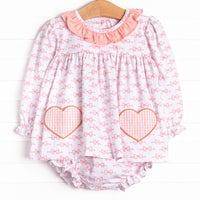 Romance and Ribbons Applique Diaper Set, Pink