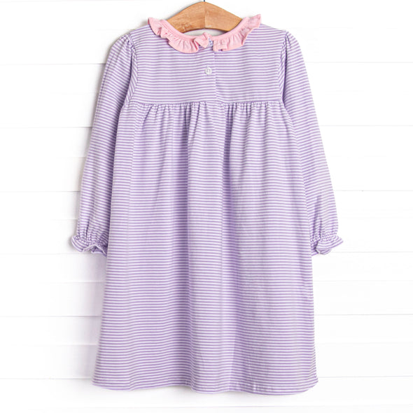 Leighton Long Sleeve Dress, Light Pink and Purple Stripe