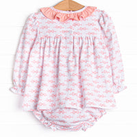 Romance and Ribbons Applique Diaper Set, Pink
