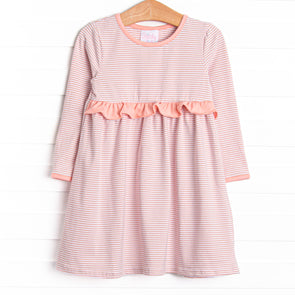 Sophia Ruffle Dress, Dusty Rose Stripe