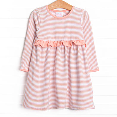 Sophia Ruffle Dress, Dusty Rose Stripe