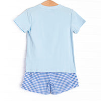 Sit, Stay, Play Applique Short Set, Blue