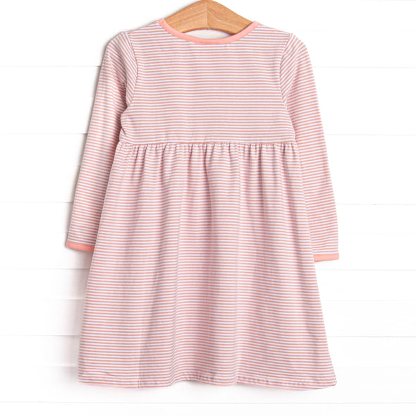 Sophia Ruffle Dress, Dusty Rose Stripe