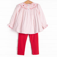 Galentine's Day Smocked Legging Set, Red