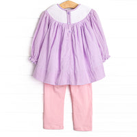 Prancin' Pony Smocked Legging Set, Purple