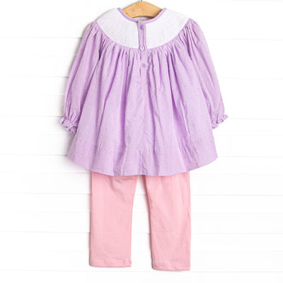 Prancin' Pony Smocked Legging Set, Purple