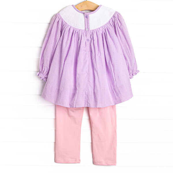 Prancin' Pony Smocked Legging Set, Purple