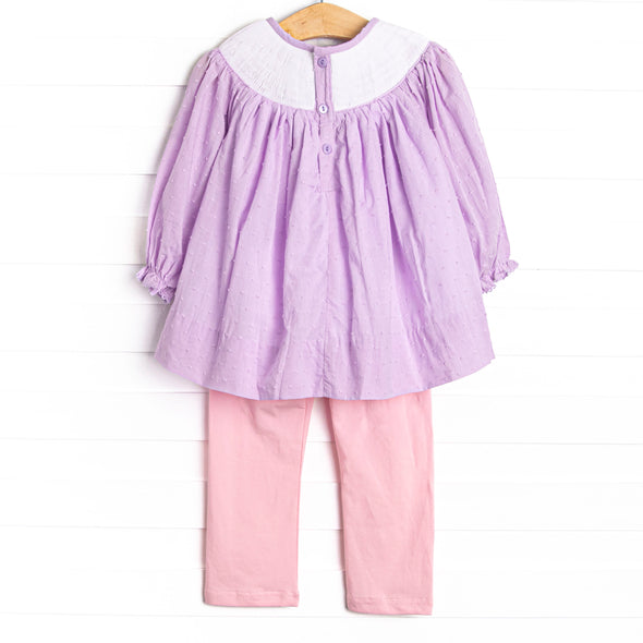 Prancin' Pony Smocked Legging Set, Purple