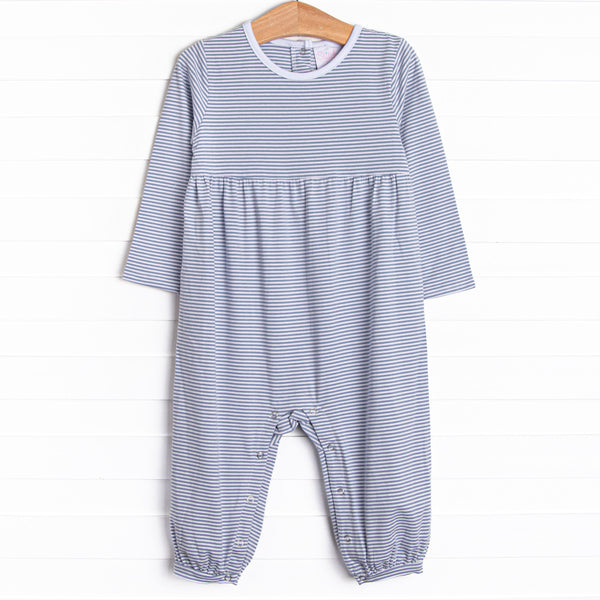  The Romper features long sleeves, snaps in the stride to make changing a breeze, and soft knit material. 