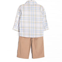 Sage and Sky Plaid Long Sleeve Pant Set, Green