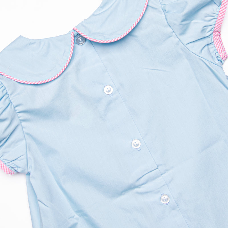 Girl's He is Risen Embroidered Dress in Blue size 12M | Stitchy Fish Girl's He is Risen Embroidered Dress in Blue size 12M | Stitchy Fish