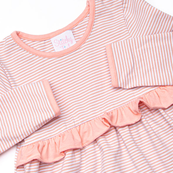Sophia Ruffle Dress, Dusty Rose Stripe