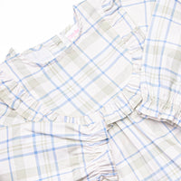 Sage and Sky Plaid Long Sleeve Ruffle Diaper Set, Green