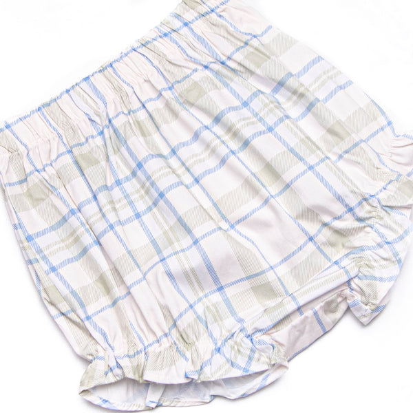 Sage and Sky Plaid Long Sleeve Ruffle Diaper Set, Green