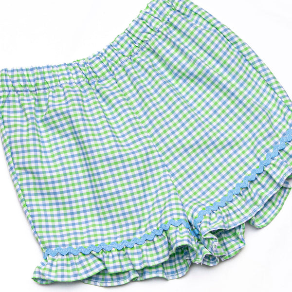 Perfectly Plaid Ruffle Short Set, Green