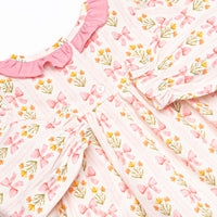 Bow Bouquets Ruffle Neck Pocket Legging Set, Pink