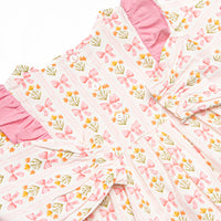 Bow Bouquets Side Tie Legging Set, Pink