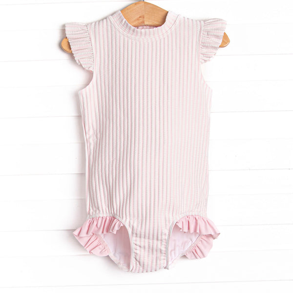 Sandy Shore Seersucker One Piece, Pink