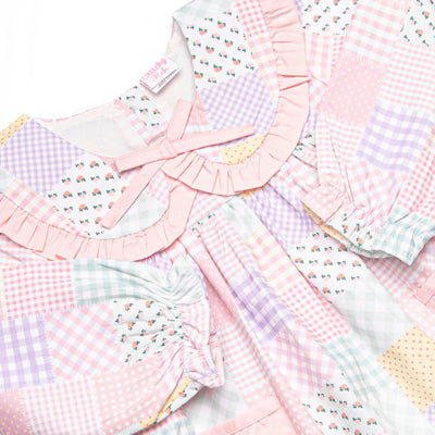 Quilted Colors Ruffle Collar Pocket Legging Set, Pink