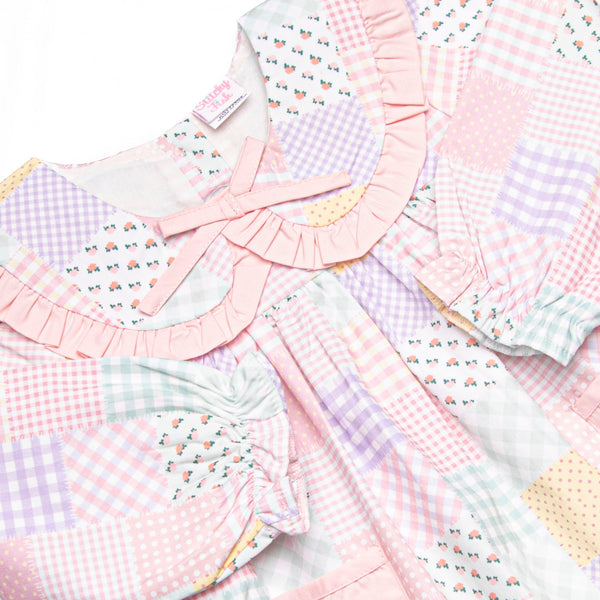 Quilted Colors Ruffle Collar Pocket Legging Set, Pink
