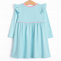 Everly Long Sleeve Dress, Pink and Mint Stripe