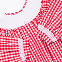 Romance and Ribbons Smocked Bubble, Red