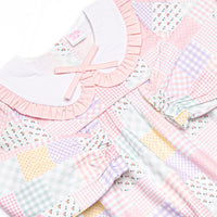 Quilted Colors Ruffle Collar Romper, Pink
