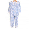 Hare Hopscotch Bamboo Pajama Set, Blue