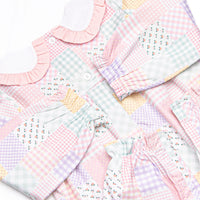 Quilted Colors Ruffle Collar Romper, Pink