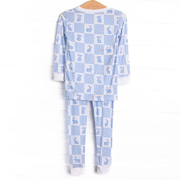 Hare Hopscotch Bamboo Pajama Set, Blue