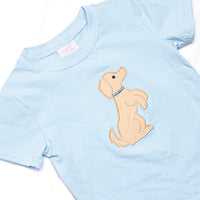 Sit, Stay, Play Applique Short Set, Blue