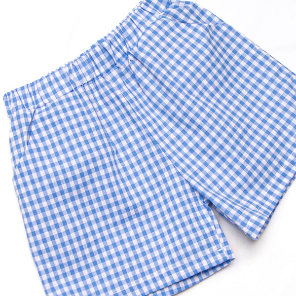 Sit, Stay, Play Applique Short Set, Blue