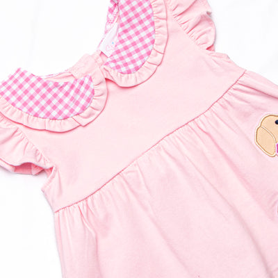 Sit, Stay, Play Applique Ruffle Short Set, Pink