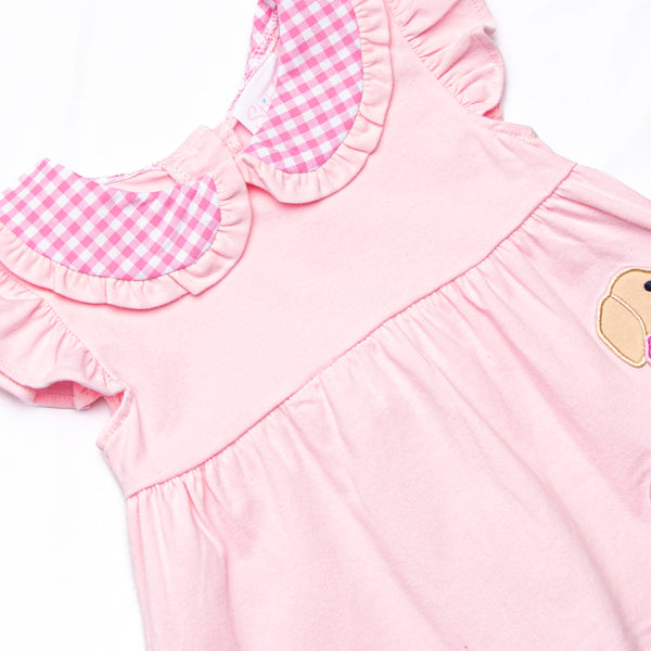 Sit, Stay, Play Applique Ruffle Short Set, Pink