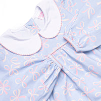 Wrapped in Ribbons Collared Romper, Blue