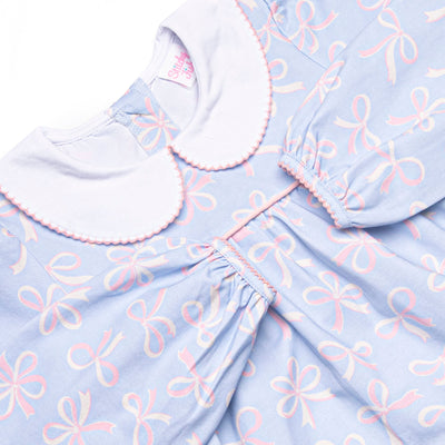 Wrapped in Ribbons Collared Romper, Blue