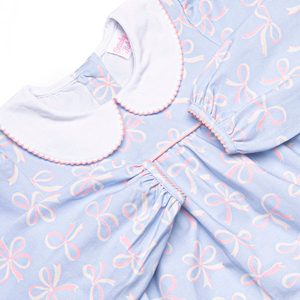 Wrapped in Ribbons Collared Romper, Blue