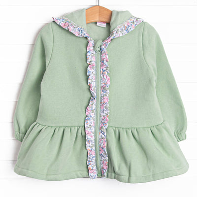 Francesca Florals Zip-Up Jacket, Green