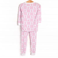 Hare Hopscotch Bamboo Pajama Set, Pink