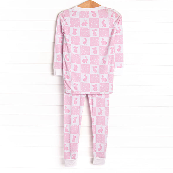 Hare Hopscotch Bamboo Pajama Set, Pink