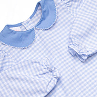 Powder Blue Plaid Pocket Dress, Light Blue