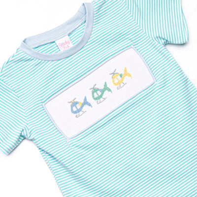 Whirlybird Winds Smocked Short Set, Mint