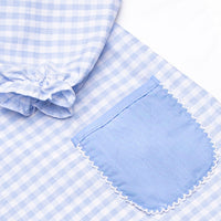 Powder Blue Plaid Pocket Dress, Light Blue