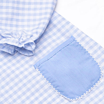 Powder Blue Plaid Pocket Dress, Light Blue