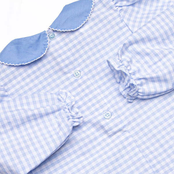 Powder Blue Plaid Pocket Dress, Light Blue